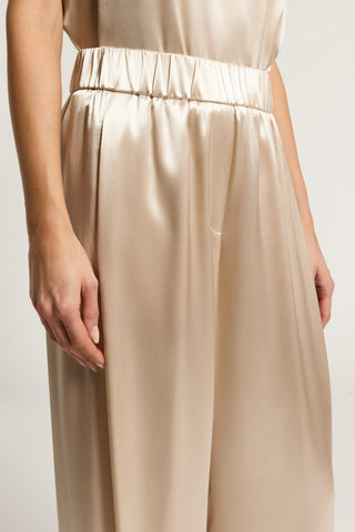 Shiny viscose satin palazzo trousers