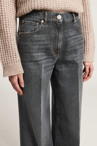 Rigid cotton twill jeans