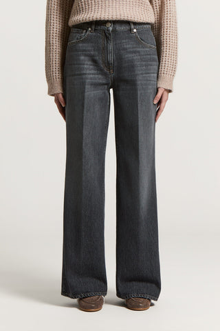 Rigid cotton twill jeans