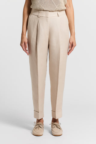 Pure linen gabardine trousers