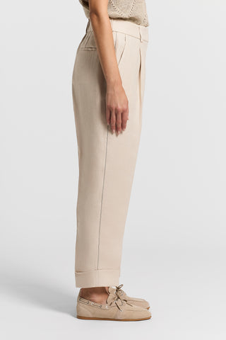 Pure linen gabardine trousers
