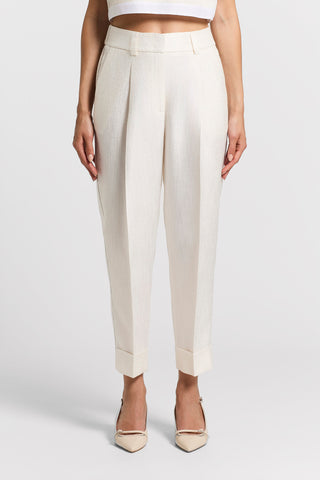Cotton and viscose jacquard trousers