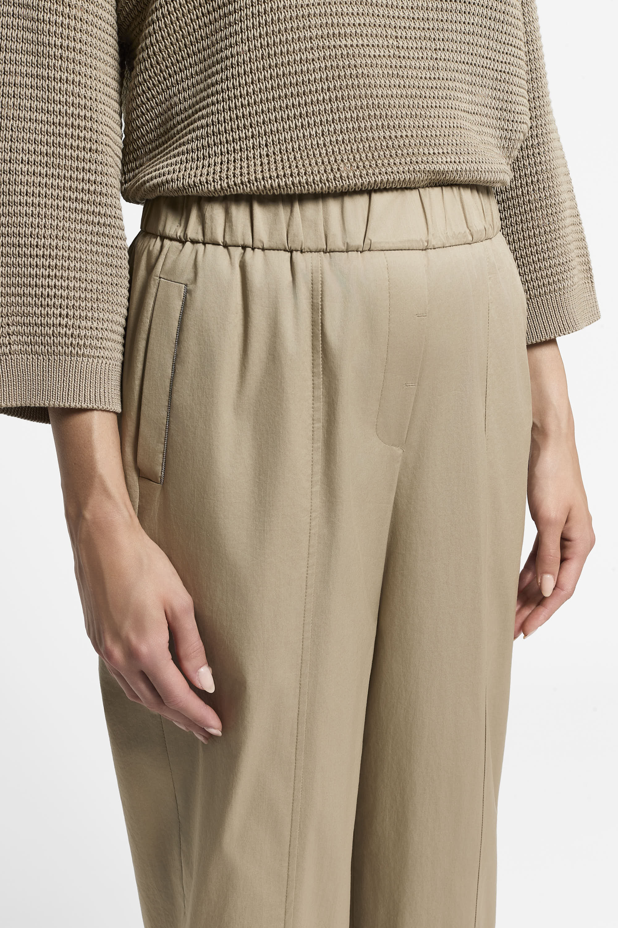 Stretch cotton sateen trousers | Peserico US