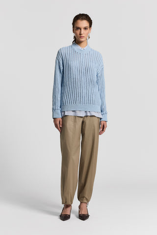 Sequinned cotton cordonet sweater | Cornflower blue | Peserico Sequinned cotton cordonet sweater | Cornflower blue | Peserico