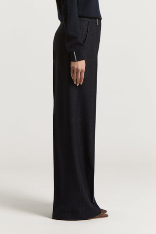 Lurex and wool flannel trousers