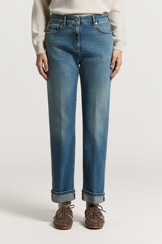 Light sky blue cotton twill jeans
