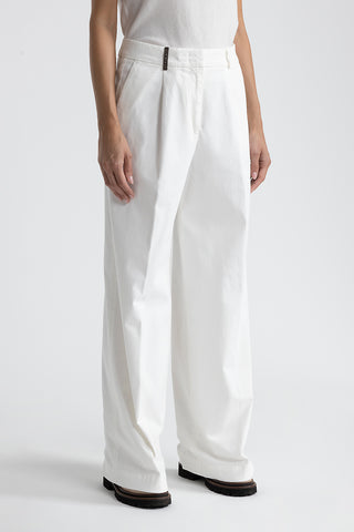 Wide-leg trousers in cotton gabardine