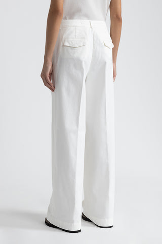 Wide-leg trousers in cotton gabardine