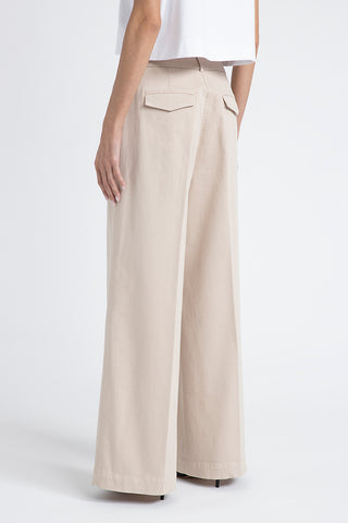 Wide-leg trousers in cotton gabardine