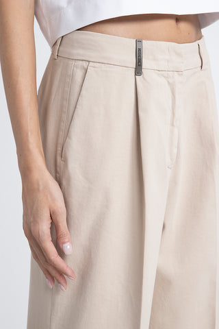 Wide-leg trousers in cotton gabardine