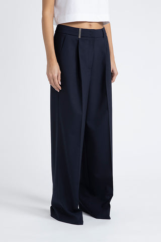 Technical wool palazzo trousers