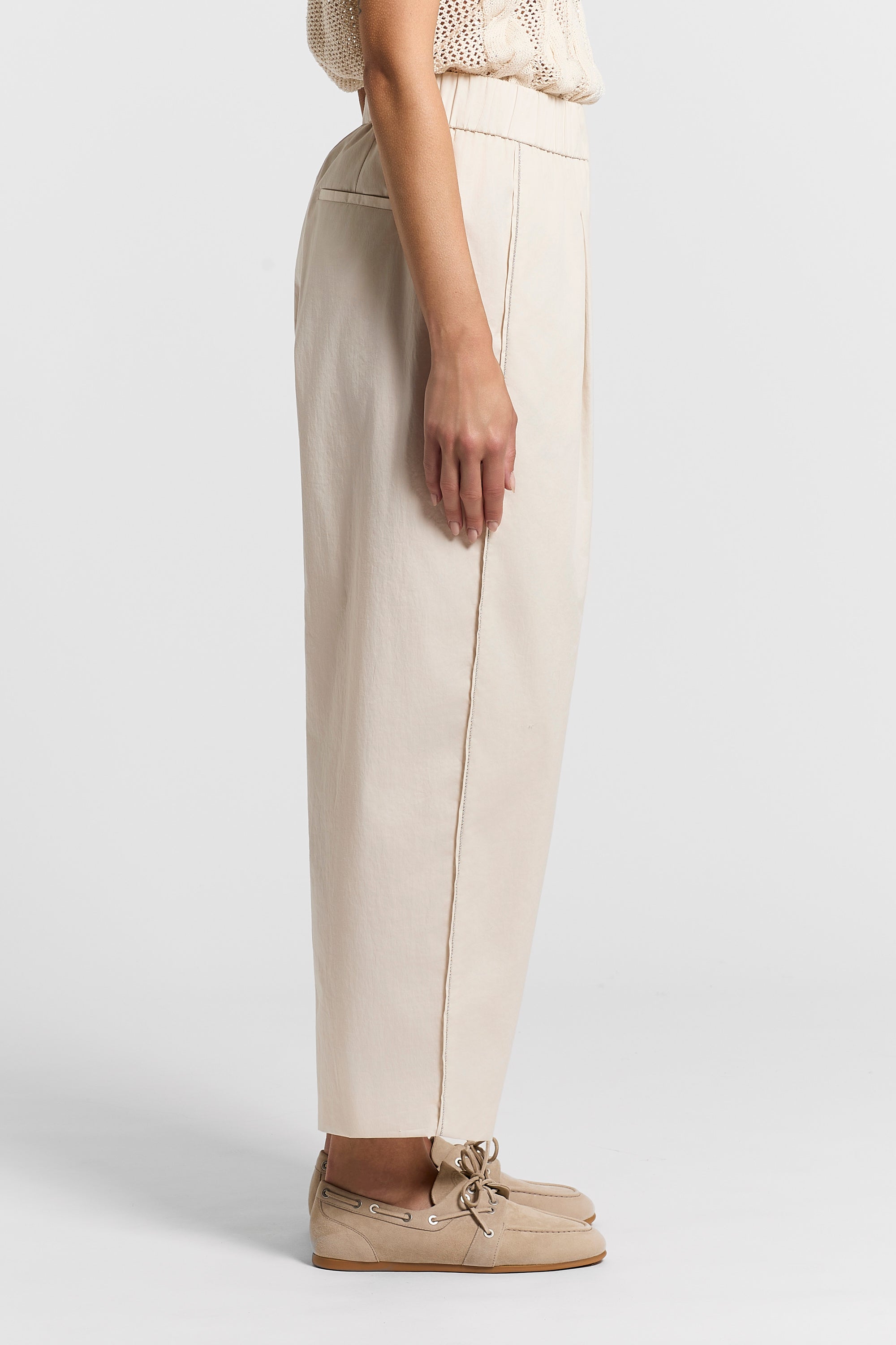 Stretch cotton sateen trousers | Peserico US