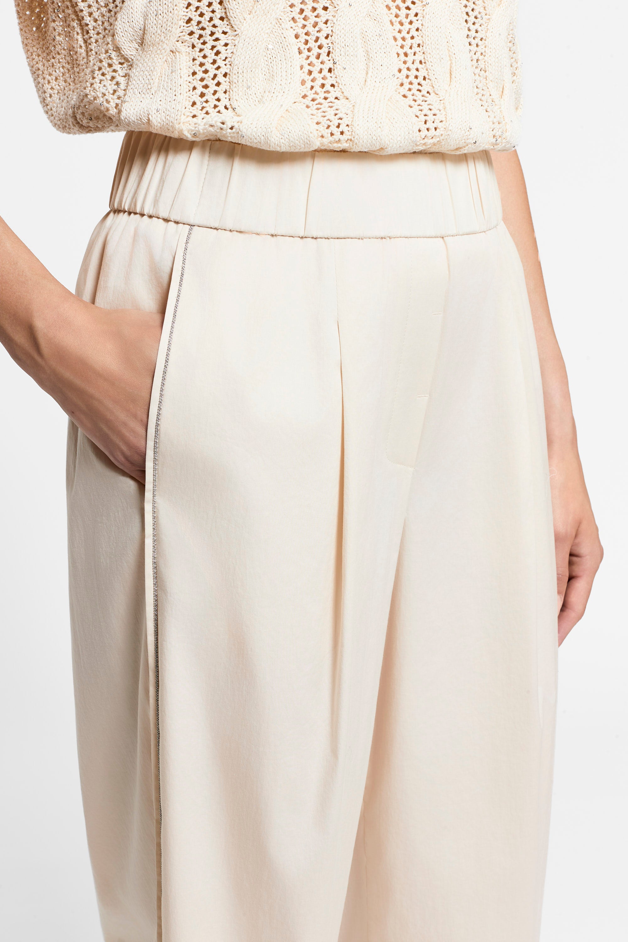 Stretch cotton sateen trousers | Peserico US
