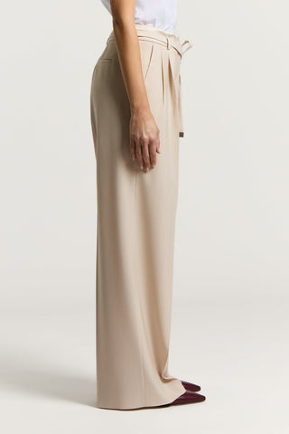 Two-way stretch wool palazzo trousers