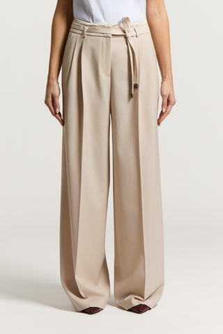 Two-way stretch wool palazzo trousers