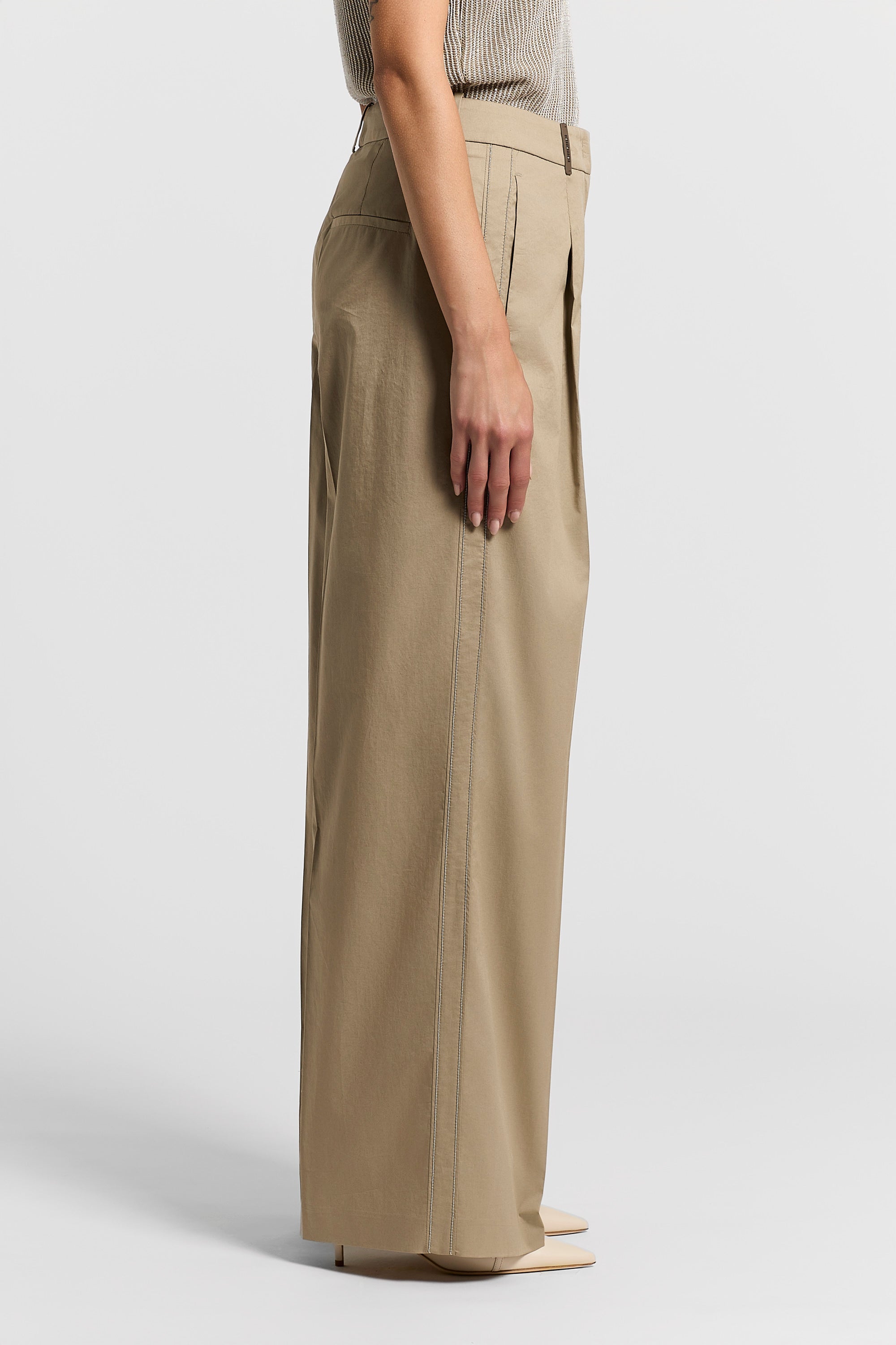 Stretch cotton sateen trousers | Peserico US