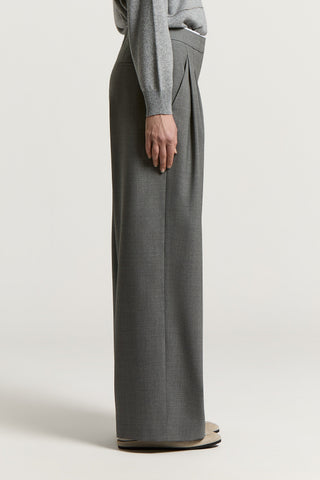 Two-way stretch wool palazzo trousers