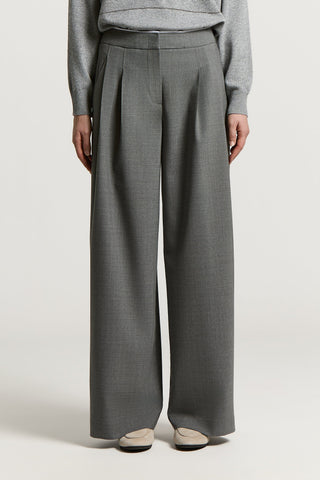 Two-way stretch wool palazzo trousers