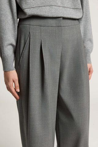 Two-way stretch wool palazzo trousers
