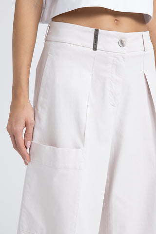 Wide-leg trousers in cotton silk gabardine and tencel