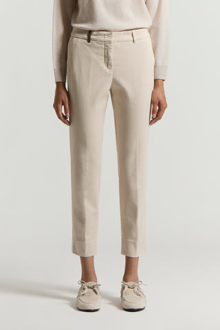 Stretch cotton gabardine trousers