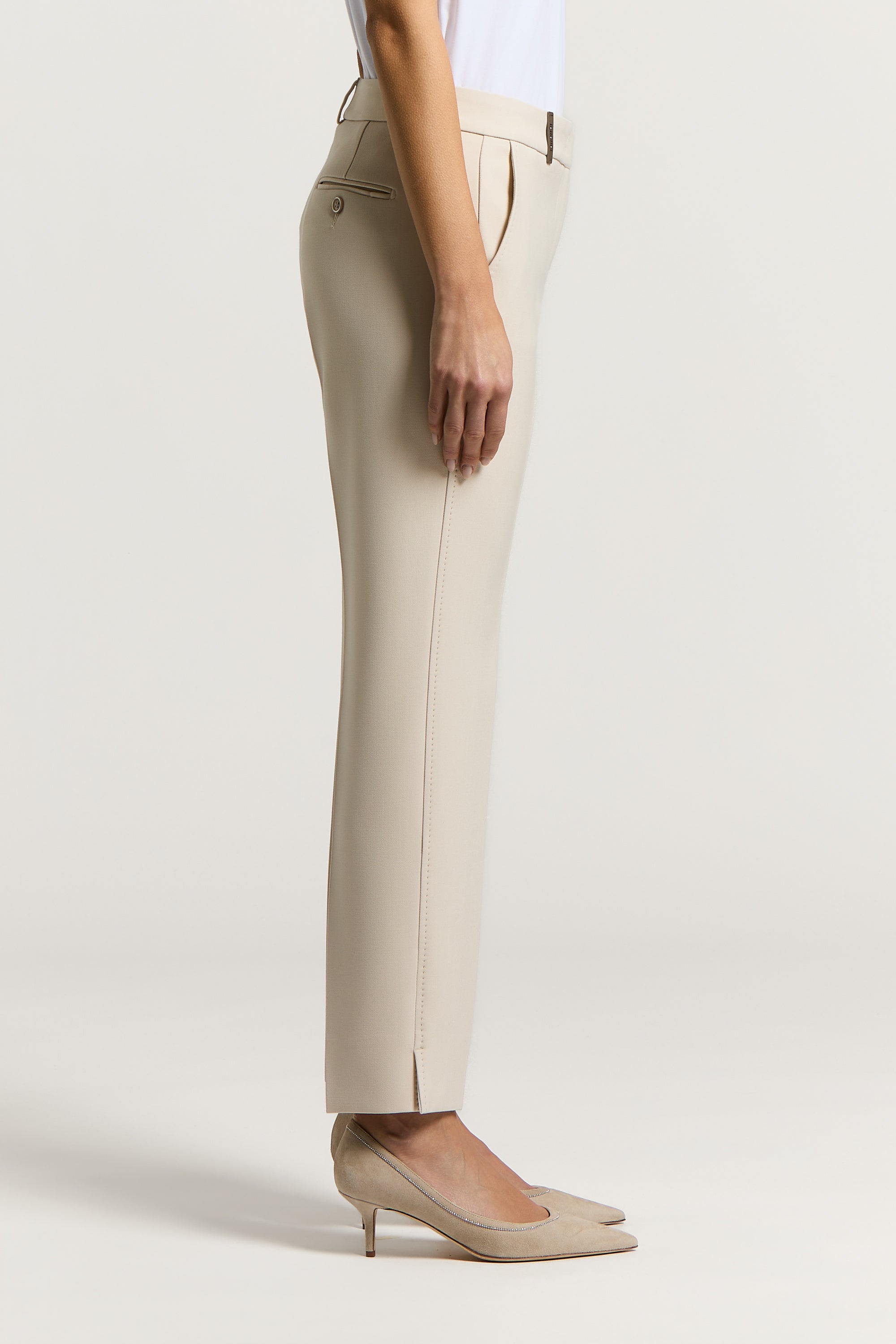 Compact technical fabric cigarette trousers | Peserico US