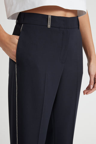 Technical wool cigarette trousers