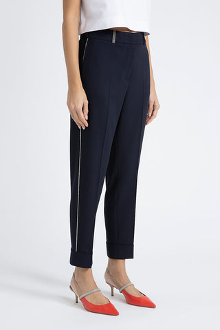 Technical wool cigarette trousers