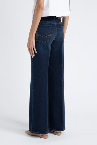 Stretch denim cotton palazzo trousers