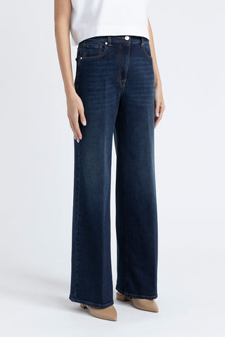 Stretch denim cotton palazzo trousers