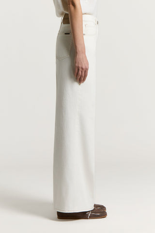 Stretch cotton twill white jeans