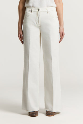 Stretch cotton twill white jeans