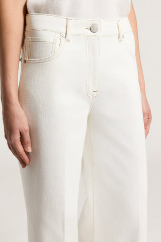 Stretch cotton twill white jeans