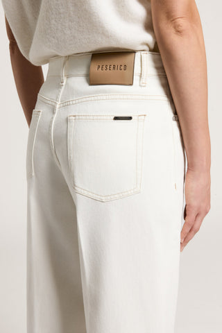 Stretch cotton twill white jeans