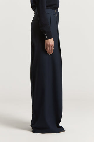 Wool gabardine palazzo trousers