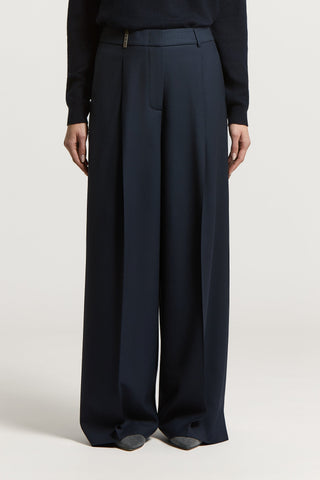 Wool gabardine palazzo trousers