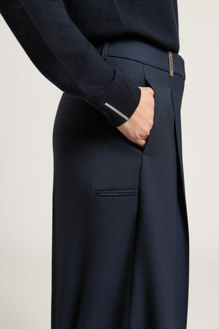Wool gabardine palazzo trousers