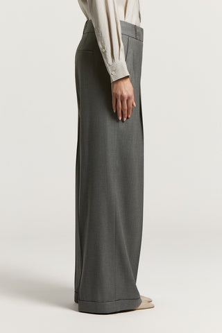 Viscose wool trousers with double pleats