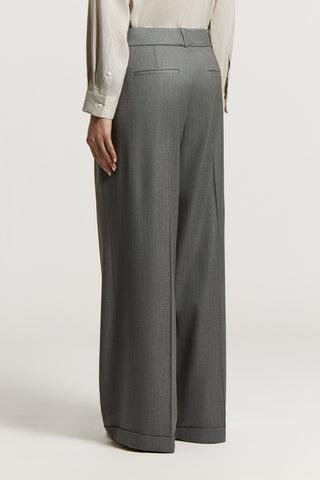 Viscose wool trousers with double pleats