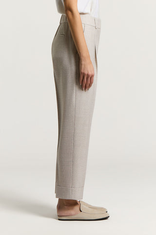 Micro houndstooth wool and lurex trousers