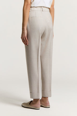 Micro houndstooth wool and lurex trousers