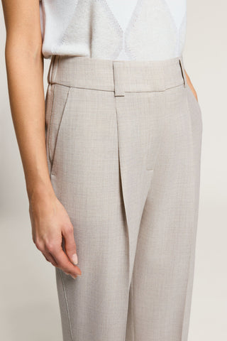 Micro houndstooth wool and lurex trousers