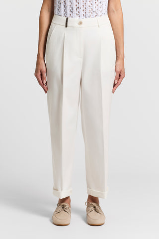 Combed cotton gabardine trousers with darts
