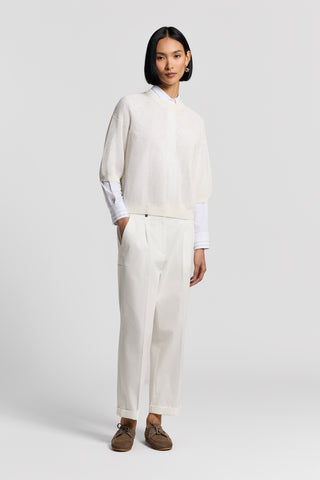 Combed cotton gabardine trousers with darts