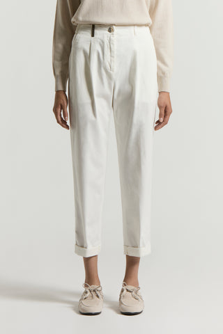 Stretch cotton gabardine trousers