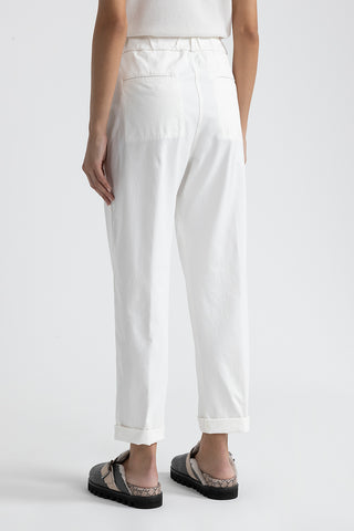 Trousers in cotton silk gabardine and tencel