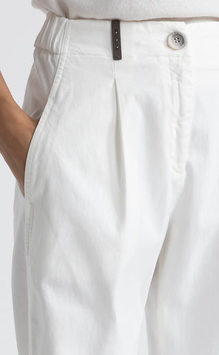 Trousers in cotton silk gabardine and tencel