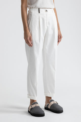 Trousers in cotton silk gabardine and tencel