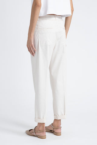 Trousers in cotton silk gabardine and tencel