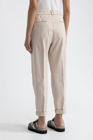 Trousers in cotton silk gabardine and tencel